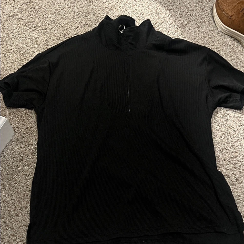Black womens polo zip Shirt